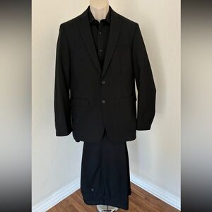 Emerald Zalio Mens 2PC Black Single Breasted Suit Jacket Pants Sz 42 L / 36 W